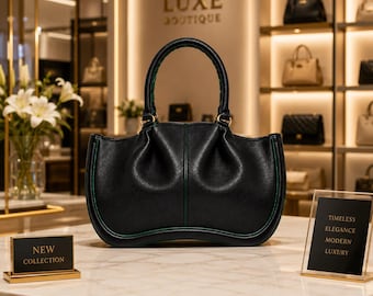 Schwarze Lederhandtasche Schnittmuster PDF | DIY Leder Geldbörse Vorlage | Damen Einkaufstasche Muster | Lederhandwerk-Muster | Sofortiger digitaler Download