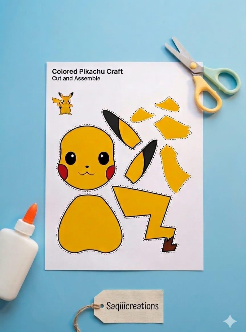 Printable Pikachu Craft Template | Pokemon Activity for Kids | Cut and ...