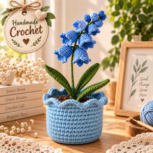 Häkelanleitung für einen Glockenblumentopf, Amigurumi-Blume (PDF), Anleitung für handgefertigte Blumenarrangements, Häkelpflanzendeko, Blumengeschenk
