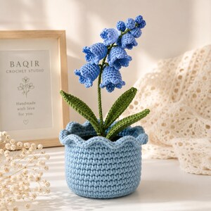Crochet Bluebell Flower Pot Decor, Handmade Crochet Flower Arrangement, Cottagecore HomeDecor Gift, Nursery Shelf Decor,Baqir Crochet Studio