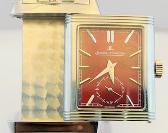 Reloj de pulsera vintage Jeager LeCaultre Reverso Sub Dial con esfera roja y movimiento de cuarzo para hombre. Envío gratis.