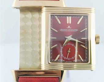 Reloj de pulsera vintage Jaeger LeCaultre Reverso Sub Dial con esfera roja y movimiento de cuarzo para hombre. Envío gratis.