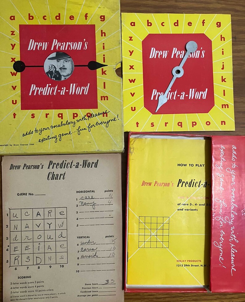 Drew Pearson's Predict A Word Game Vintage 1949 image 1