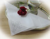 Embroidered Flower and Vase Sheer  Wedding Bridal Vintage Hankie