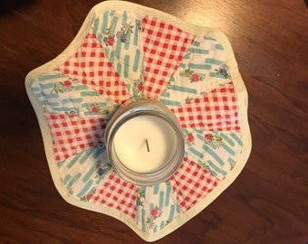 Vintage Dresden Quilted Candle Mat