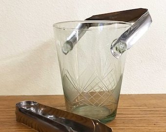 Ice Bucket Etched Glass  Great Quality