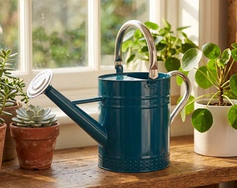 Antique Metal Watering Can 1 Gallon Galvanized Steel with Removable Spout