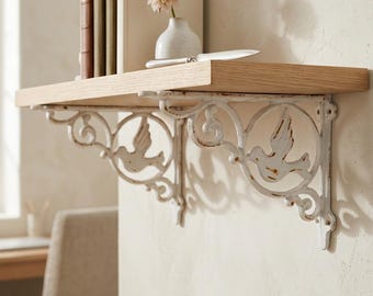 Cast Iron L Bracket Set of 2 Rustic White 9.2 Inch Shelf Support