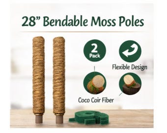 Poste flexible de musgo de 71 cm / Soporte para plantas / Poste trepador de fibra de coco para plantas de interior / Estaca para plantas