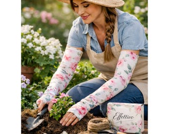 Floral Gardening Arm Sleeves | Cooling UV Protection Thumb Hole Protectors