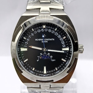 Vintage Vacheron Constanin Geneve Overseas Moonphase Automatic Black Dial Fix Bezel Men's Wrist Watch Free Shipping