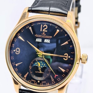 Vintage Jaeger Lecaultre Master Control Moon Automatic Black Dial Men's Wrist Watch Free Shipping