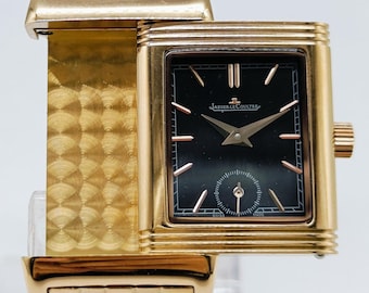 Vintage Jaeger Lecaultre Reverso Black Sub Dial Quartz Women Wrist Watch Free Shipping