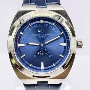 Vintage Vacheron Constanin Geneve Overseas Moonphase Automatic Blue Dial Fix Bezel Men's Wrist Watch Free Shipping