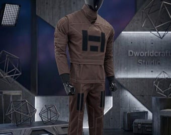 Din Djarin Mandalorian Flight Suit: Brown Beskar Cosplay Costume