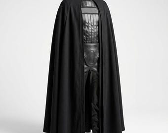 Sith Lord Pinstripe Leather Cosplay Ensemble – Tunic, Trousers, Cape, Gloves