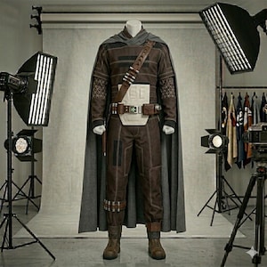 Din Djarin Mandalorian Flight Suit Set | Star Wars Cosplay Undersuit with Belt, Holster & Cape