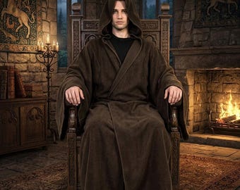 Płaszcz z polaru Rycerza Jedi: Szata z kapturem i peleryną do cosplayu z Gwiezdnych Wojen