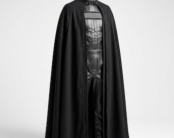 Sith Lord Pinstripe Leather Cosplay Ensemble – Tunic, Trousers, Cape, Gloves