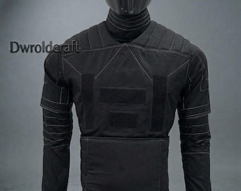 Mandalorian Black - kombinezon lotniczy z kamizelką kuloodporną i pasem kaburowym do profesjonalnego męskiego cosplayu