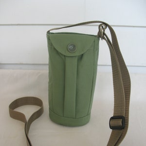 Water Bottle Holder Sling//Walkers Insulated Water Bottle Cross Body Bag// Hikers Water Bag-Cotton Old Green Color Fabric