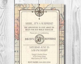 travel theme invite etsy
