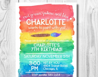 Paint Party Birthday Invitation / Art Party / Digital Invite/ Custom Invitation