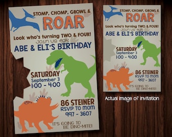 Dinosaur Party Invitations- Digital File/ Dino Birthday Invitations/ Jurasic Park/ Dino Mite Party/ T Rex/ Prehisotric Adventure/ Printable