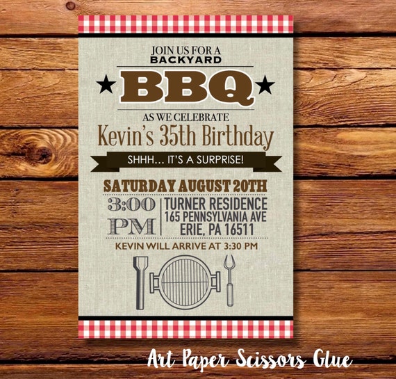 Backyard BBQ Birthday Party Invitation/ Summer Bash Party Invitation/ Memorial Day Party/ Labor Day Party/ July 4th Party