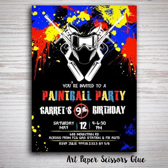 Paintball Party Birthday Invitation Paintball Party Invite Etsy Paintball Party Birthday Invitation Paintball Party Invite Etsy