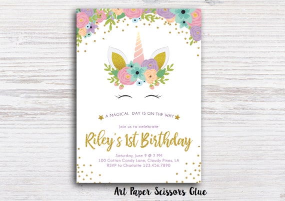 Unicorn Party Invitation/ Unicorn Birthday Invite/ Unicorn Birthday Invitation/ Party for Little Girl/ Magical Party Invitation/ Pretty