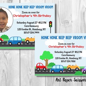 Customized Cars Birthday Party Invite- Digital File/ Transportation Themed Party Invitation/ Cars Themed Party/ Cars Themed Invite