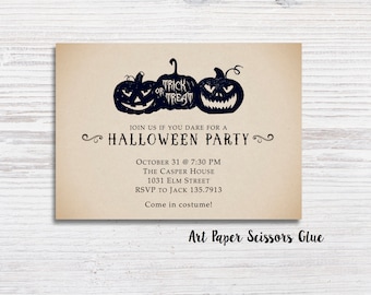 Halloween Party Invitation/ Halloween Invite/ Costume Party Invitation/ Trick Or Treat/ Halloween Bash Invite/ Halloween Shower