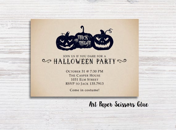 Halloween Party Invitation/ Halloween Invite/ Costume Party Invitation/ Trick Or Treat/ Halloween Bash Invite/ Halloween Shower