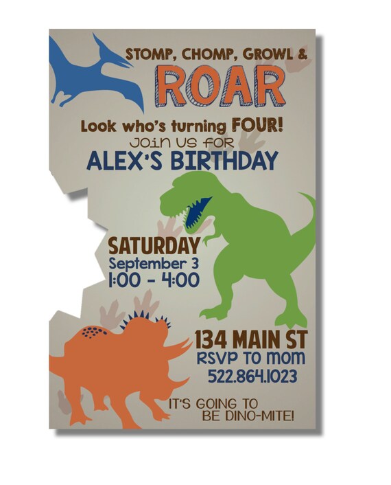 dinosaur party invitations digital file dino birthday etsy