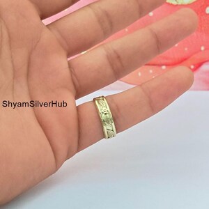 Handmade Brass Band Ring for Women & Men, Vintage Style Antique Brass Jewelry, Unique Flower Pattern Thumb Ring,