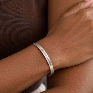 Engraved Coordinates Cuff Bracelet, Personalized Slim Bangle with Optional Inside Message