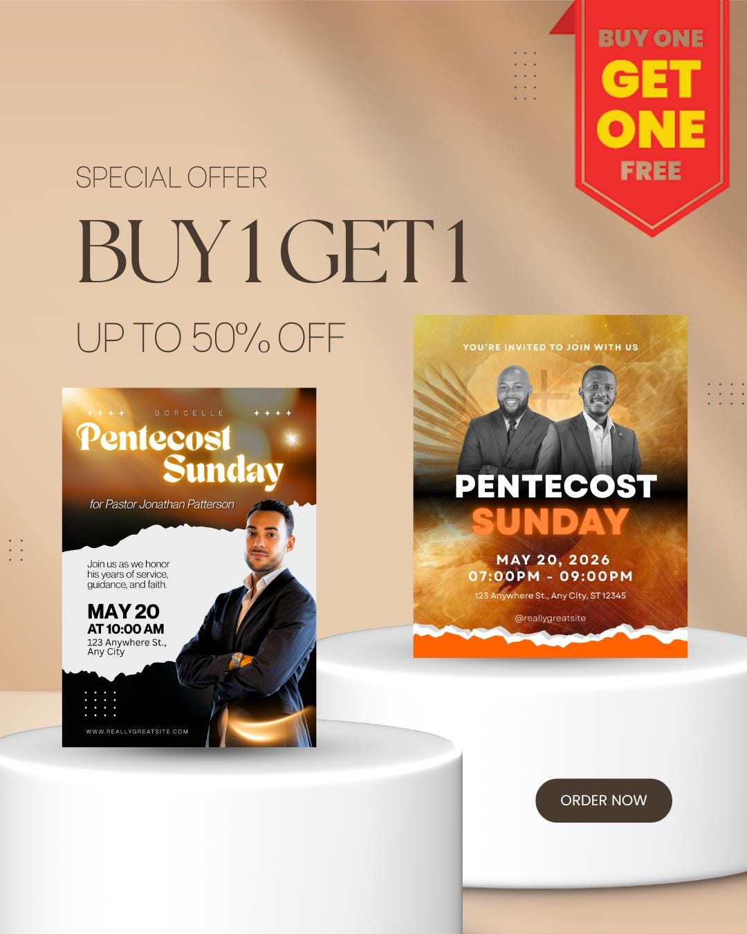Pentecost Sunday Flyer | Editable Canva Template | Holy Spirit Church ...