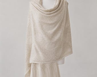 Taupebeige pashmina-kani-sjaal | Handgeweven omslagdoek grijs kasjmier | Luxe bruidscadeau warme steen