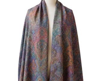 Handgemaakte Kashmiri Kani pashmina-sjaal, veelkleurige paisley-omslagdoek, erfstuk cadeau voor haar