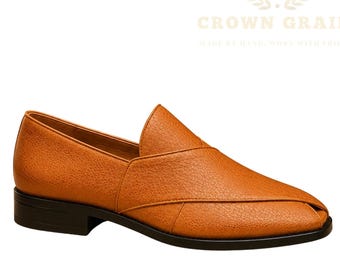 Men's Leather Slip On Sandals, Handmade Closed Toe Leather Sandals, Genuine Cow Leather