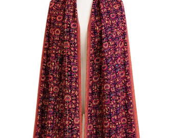 Handgeweven kani pashmina-sjaal, zwarte veelkleurige paisley-sjaal met bloemen, luxe cadeau voor haar