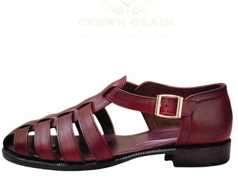 Men's Handmade Leather Fisherman Sandals | Roman Gladiator Summer Shoes | Gift for Him
