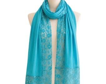 Stole van puur pashmina kant, dames bruidssjaal, handgemaakte avondsjaal