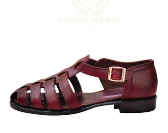 Handgemaakte leren visserssandalen voor heren | Romeinse gladiatoren zomerschoenen | Cadeau voor hem