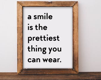 Digital Download, Printable Nursery Wall Art, Smile, Nursery Art, Nursery Prints, Baby girl nursery, Little Girl Wall Art