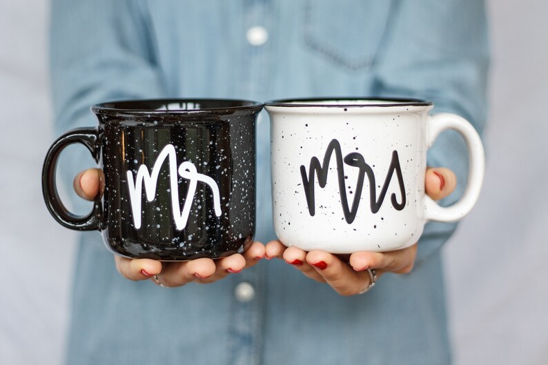 Mr and Mrs Campfire Ceramic Mugs | Wedding Gift | Engagement Gift | Wedding Gift Set | Newlyweds Mugs
