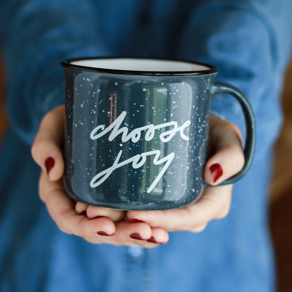 Choose Joy Campfire Ceramic Mug | Minimalist Mug | Mugs With Saying | Cute Inspirational Mug | Gifts for Her