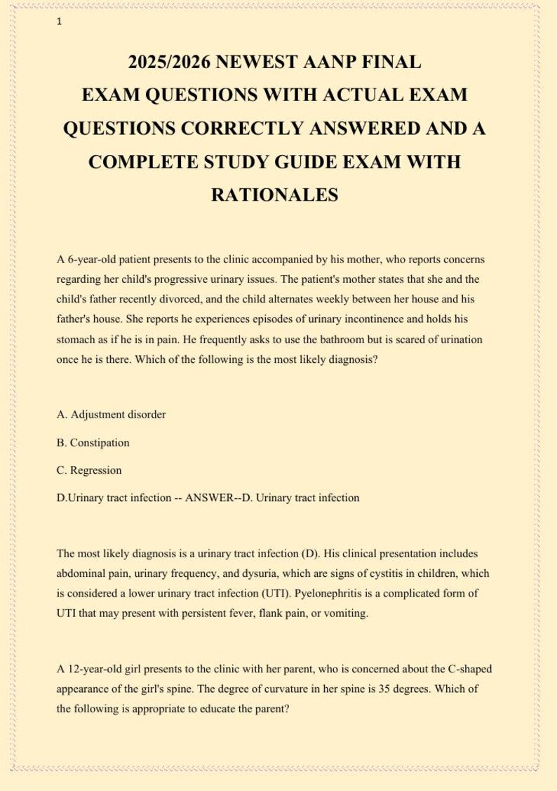 AANP FINAL EXAM Questions With Actual Exam Questions Correctly Answered ...