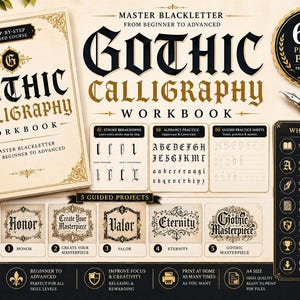 Quaderno di esercizi di calligrafia gotica, pratica di scrittura gotica, corso di lettering medievale (download digitale)
